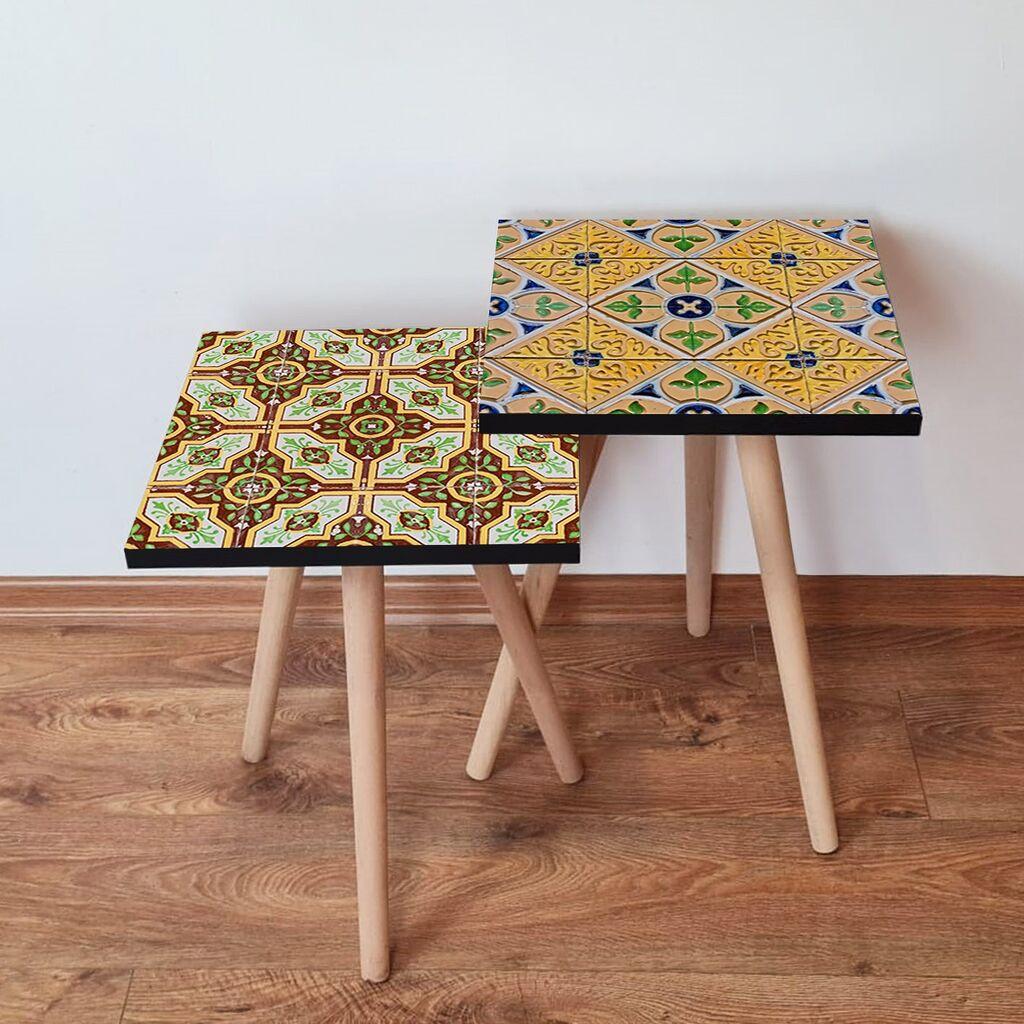 Hanah Home Set klub stočića 2Shp247, 2 komada, Šareni