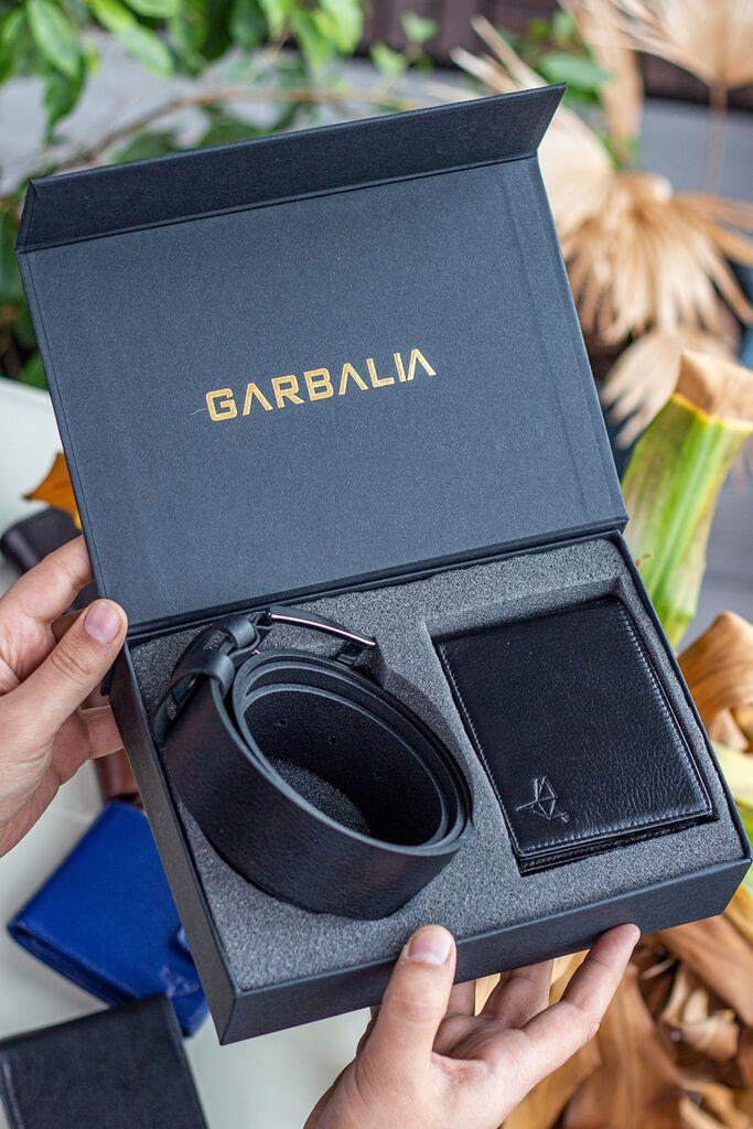 Garbalia Set za muškarce kaiš i novčanik Venice, Crni