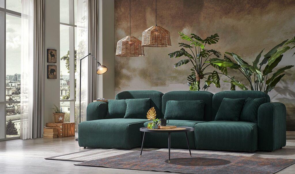 Atelier del Sofa Ugaona garnitura Kuba, 135x298x83 cm, Petrolej