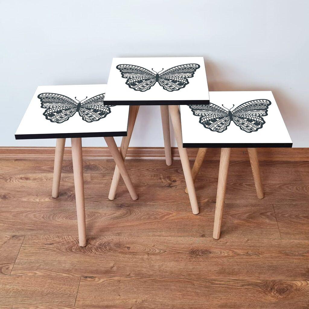 Hanah Home Set klub stočića 3Shp12, 3 komada, Šareni