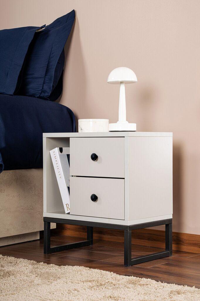 Hanah Home Noćni ormarić Glimmer, 45.2 x 50 x 29.5 cm, Svetlosivi