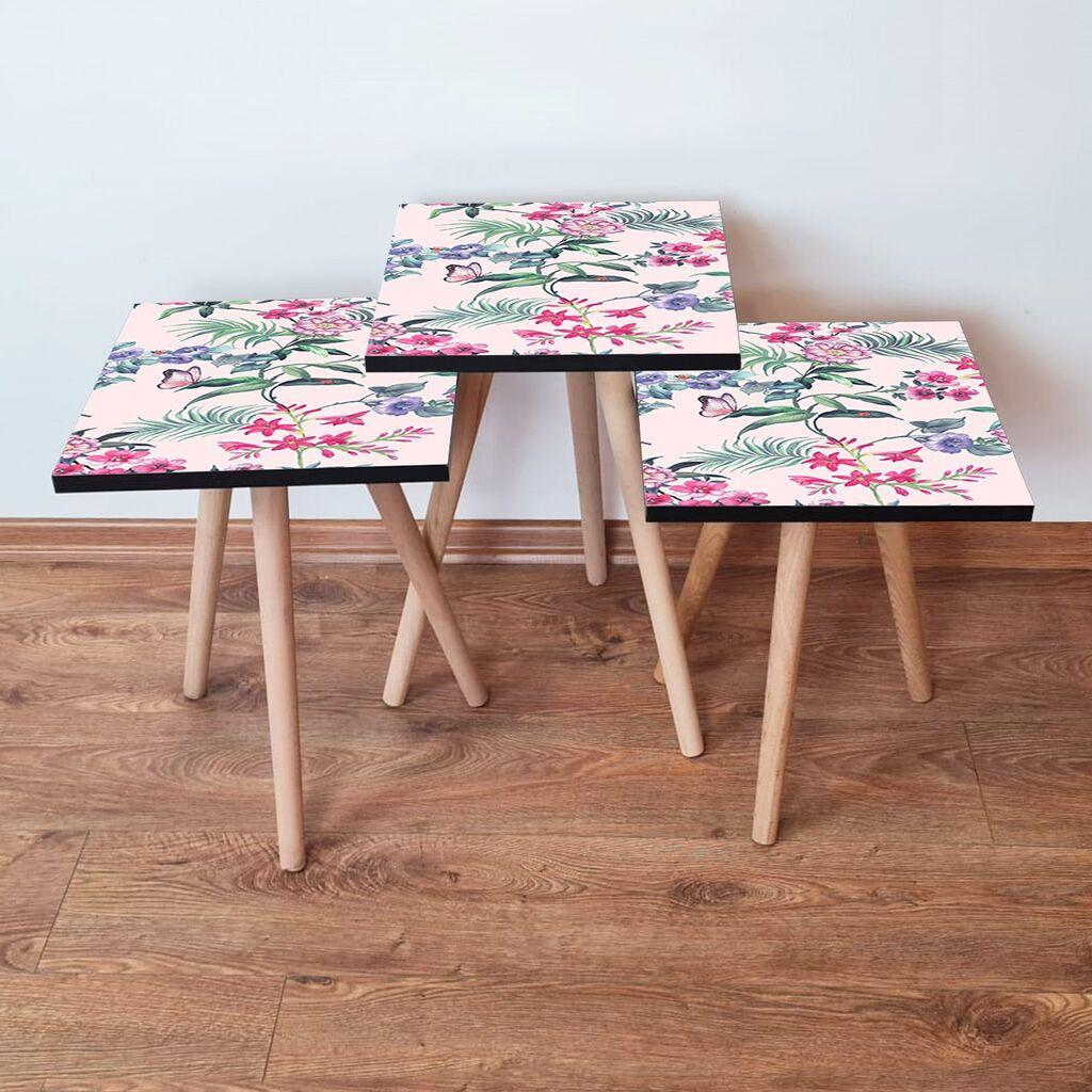Hanah Home Set klub stočića 3Shp191, 3 komada, Šareni