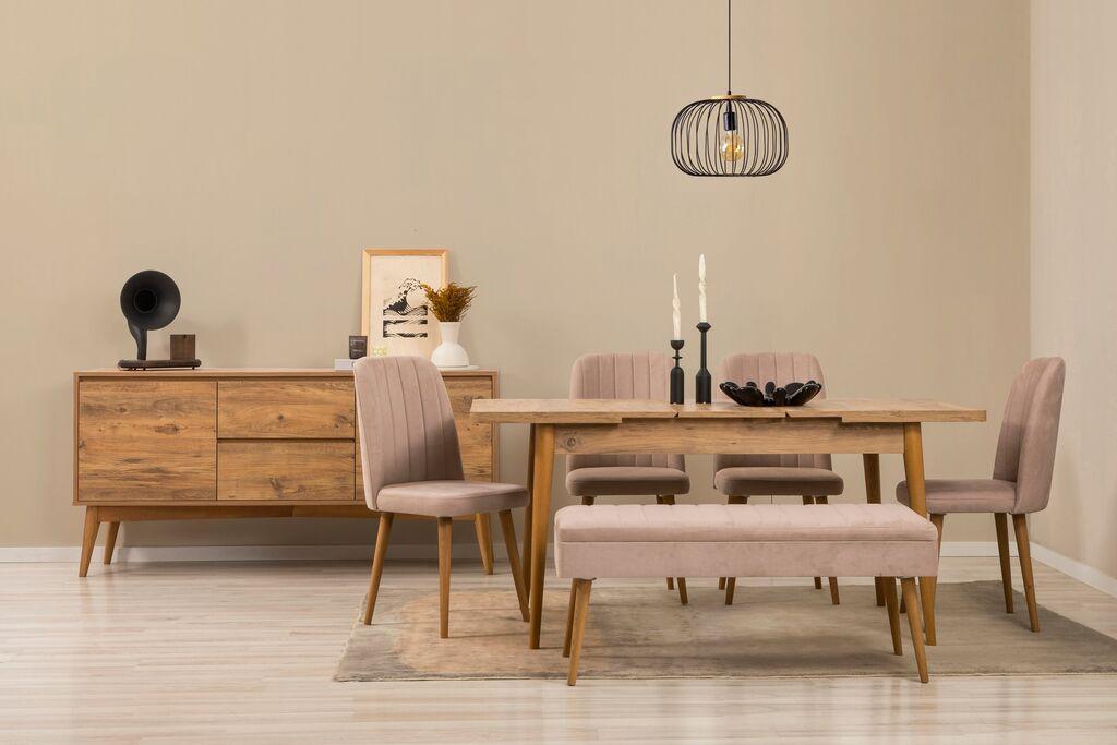 Hanah Home Trpezarijski set Vina Bench 03 0900, 7 delova, Bež