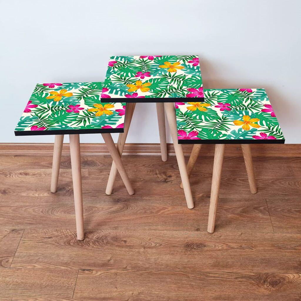 Hanah Home Set klub stočića 3Shp206, 3 komada, Šareni