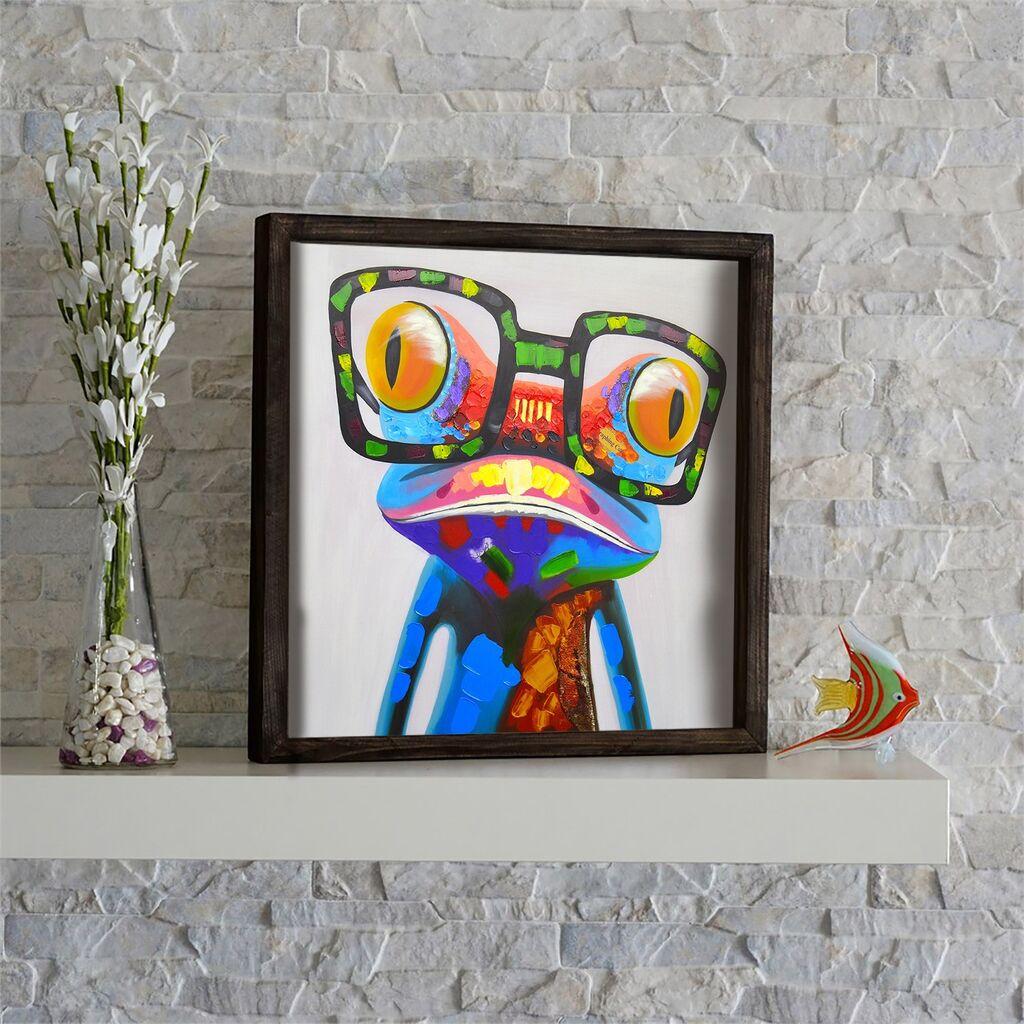 Wallity Slika šarene žaba sa ramom 33x33 cm