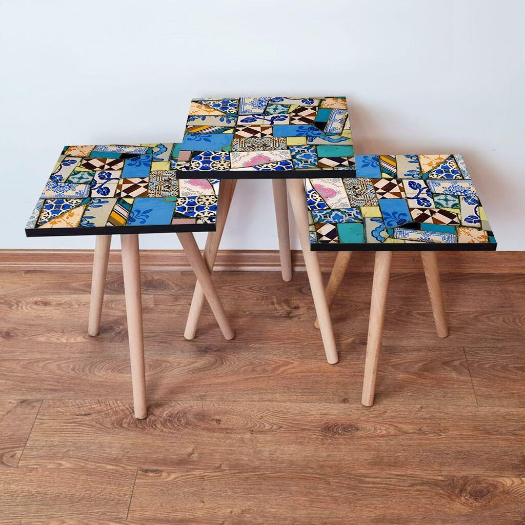 Hanah Home Set klub stočića 3Shp25, 3 komada, Šareni