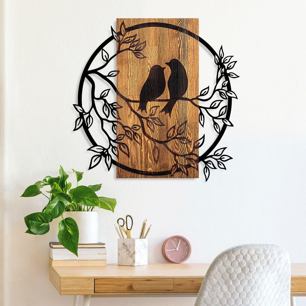 Wallity Zidna dekoracija Couple Birds, 57x59 cm, Smeđe boje