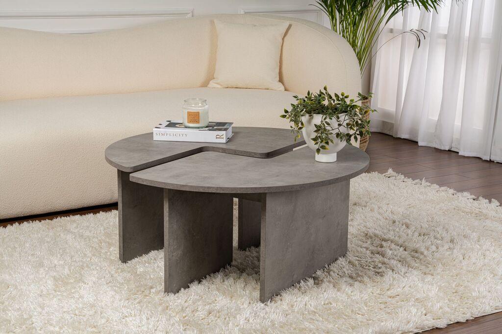 Nordure Klub sto Moira, O90x41cm, Sivi