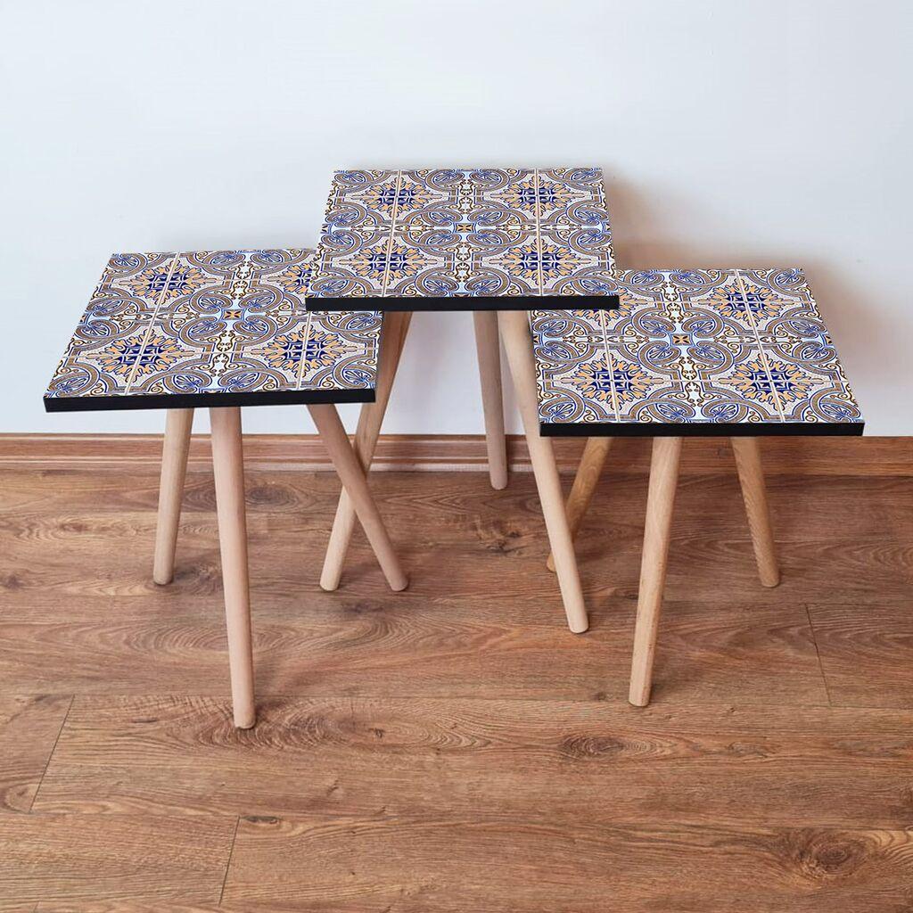 Hanah Home Set klub stočića 3Shp34, 3 komada, Šareni