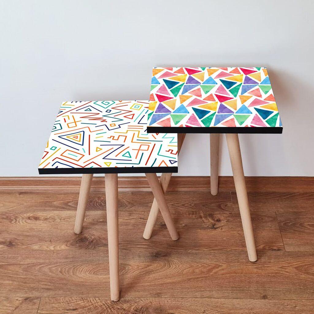 Hanah Home Set klub stočića 2Shp246, 2 komada, Šareni