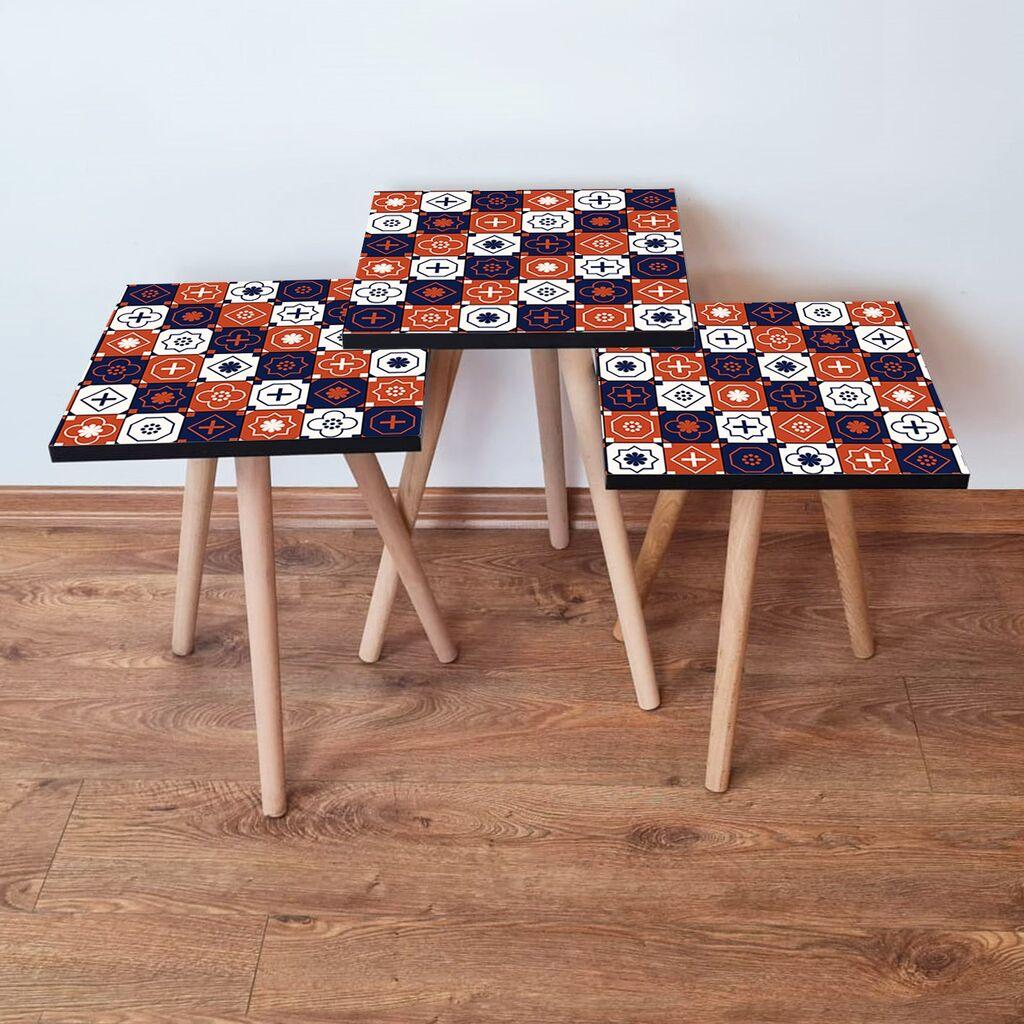 Hanah Home Set klub stočića 3Shp394, 3 komada, Šareni