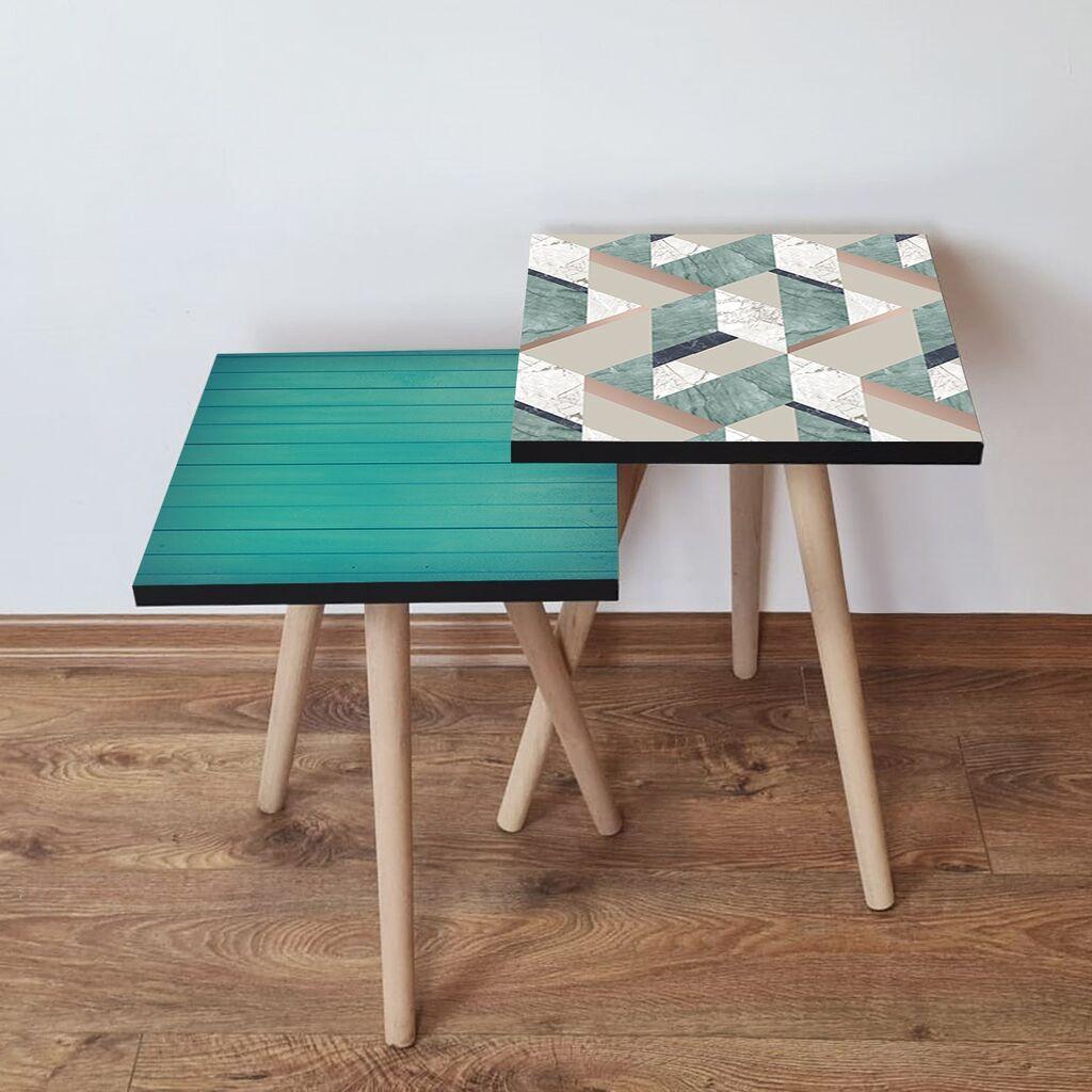 Hanah Home Set klub stočića 2Shp265, 2 komada, Šareni