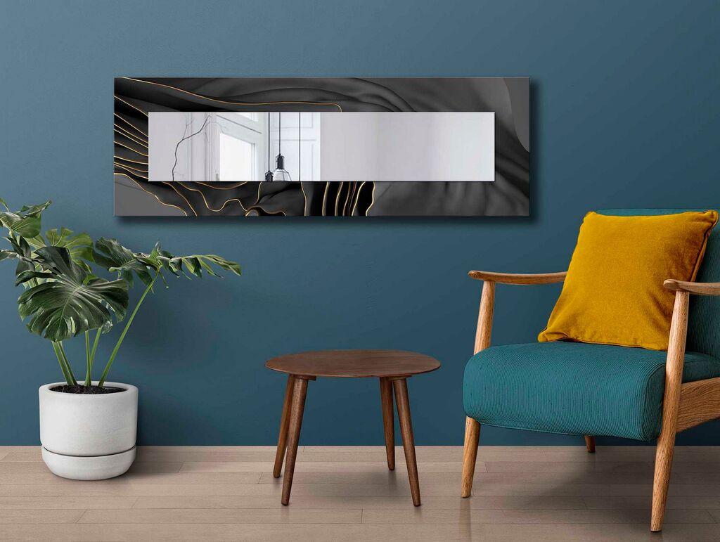 Wallity Dekorativno ogledalo 40120NISMA-016, 40x120 cm, Sivo-zlatno