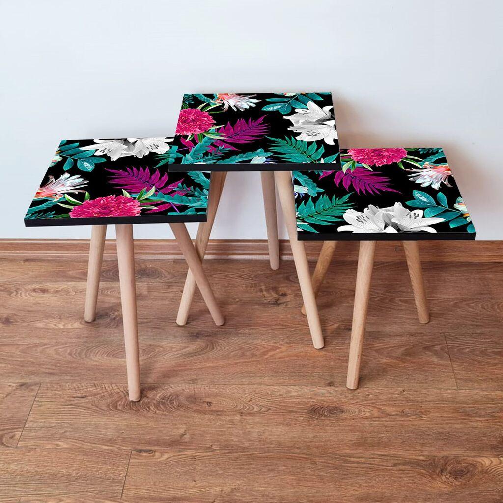 Hanah Home Set klub stočića 3Shp190, 3 komada, Šareni