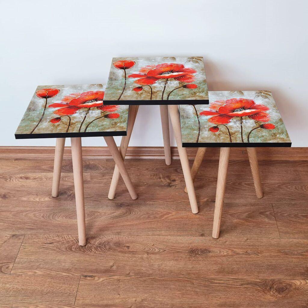 Hanah Home Set klub stočića 3Shp301, 3 komada, Šareni