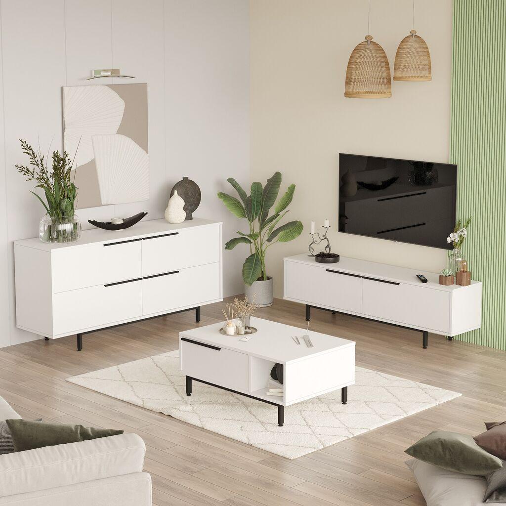 Hanah Home Set nameštaja za dnevnu sobu ON20-W, Beli