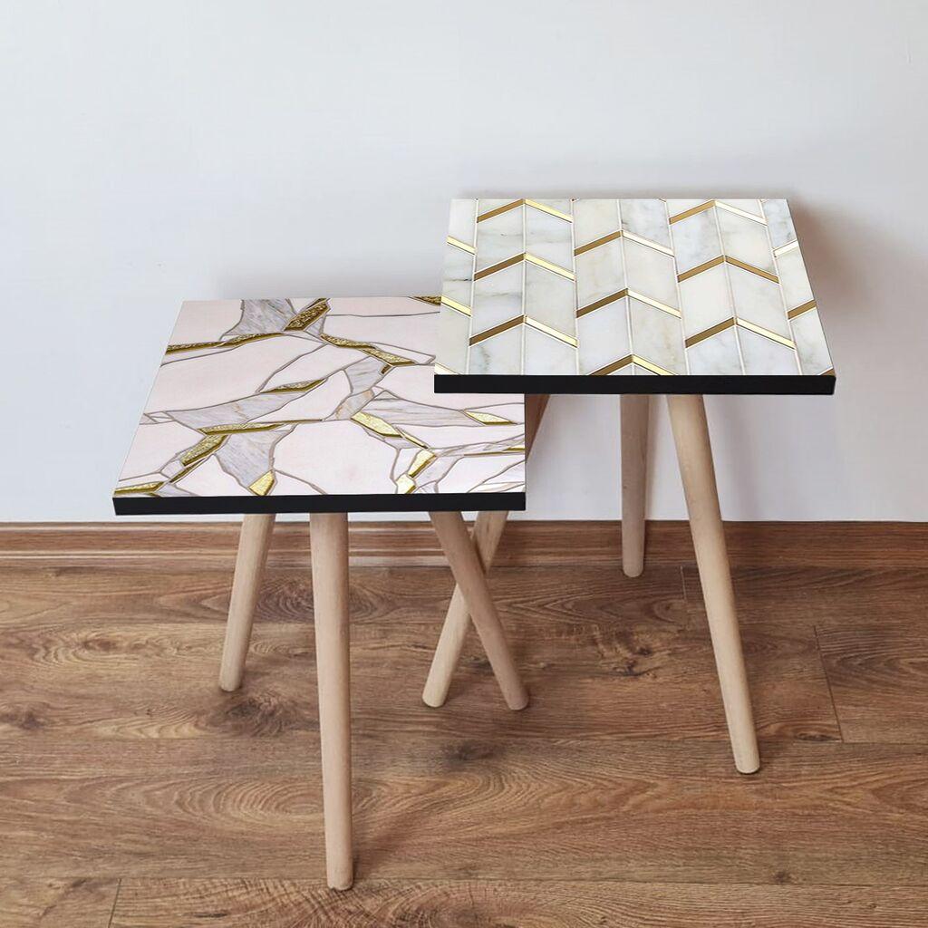 Hanah Home Set klub stočića 2Shp271, 2 komada, Šareni