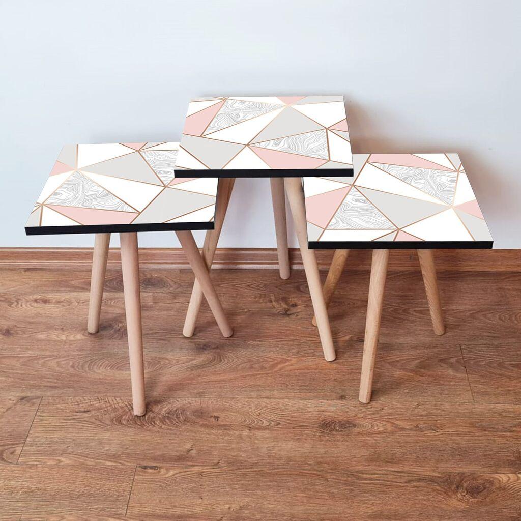 Hanah Home Set klub stočića 3Shp318, 3 komada, Šareni