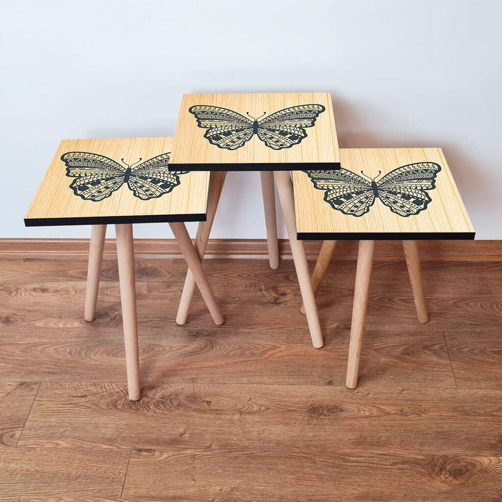 Hanah Home Set klub stočića 3Shp13, 3 komada, Šareni