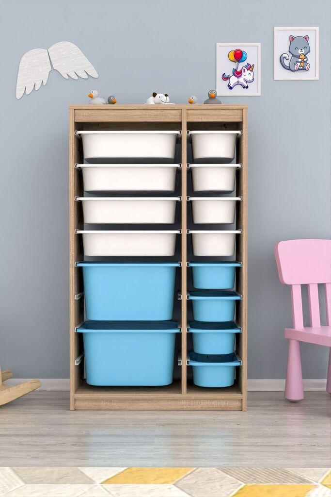 Hanah Home Višenamenska komoda Montana Xs 2D4N8U, 69 x112.2 x29.6 cm, Braon-belo-plava