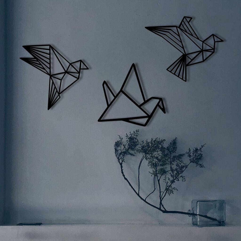 Wallity Zidna dekoracija Origami, 100x31 cm, 1.2mm, Crna