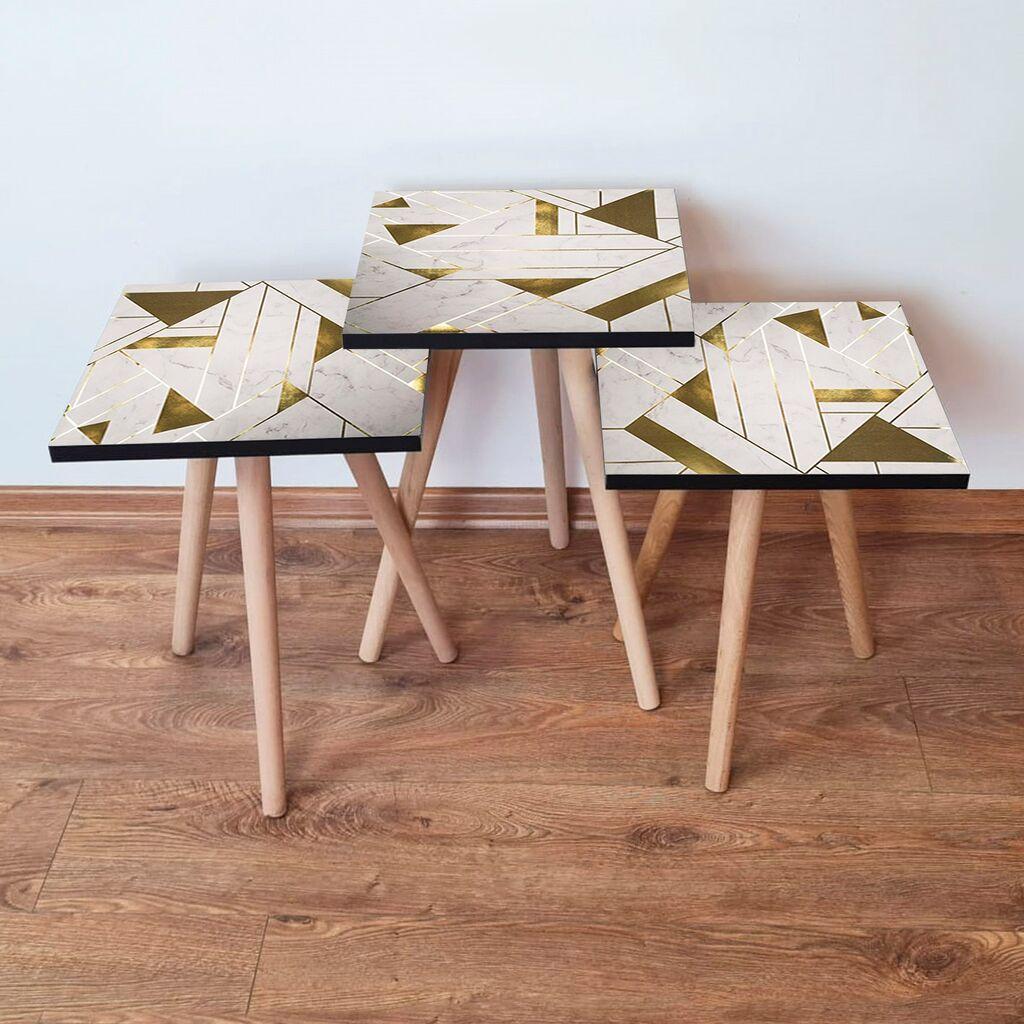 Hanah Home Set klub stočića 3Shp231, 3 komada, Šareni