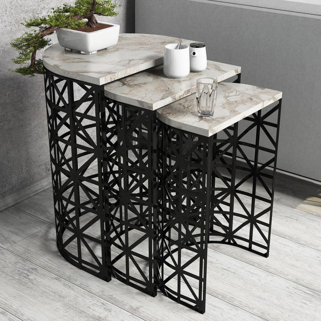 Hanah Home Set klub stočića Stil, 3 komada, Beli