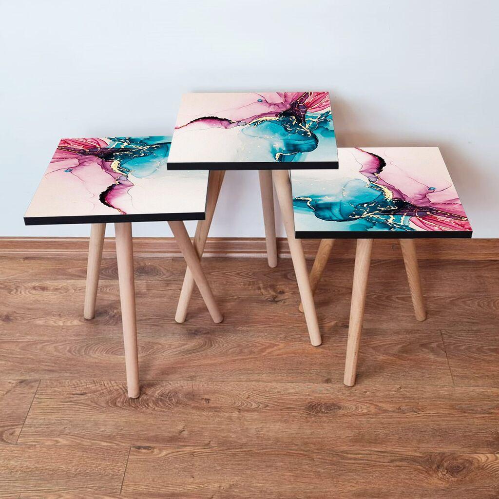 Hanah Home Set klub stočića 3Shp102, 3 komada, Šareni