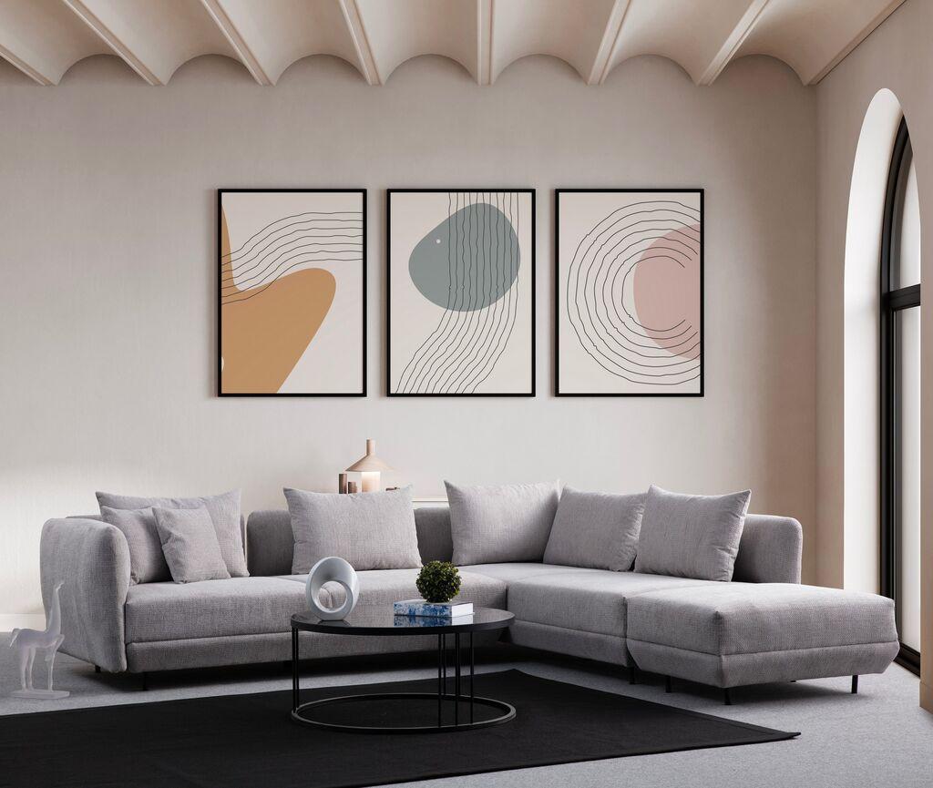Atelier del Sofa Ugaona garnitura Floransa, 310x265 cm, Svetlo-siva