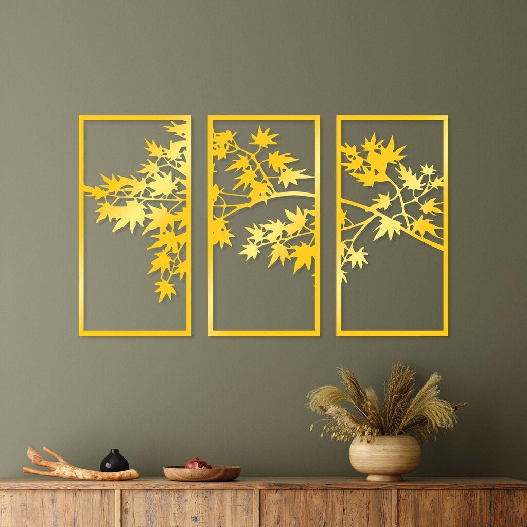 Wallity Zidna dekoracija Golden Triple Tree 3, 34 x 67 cm,  Zlatne boje