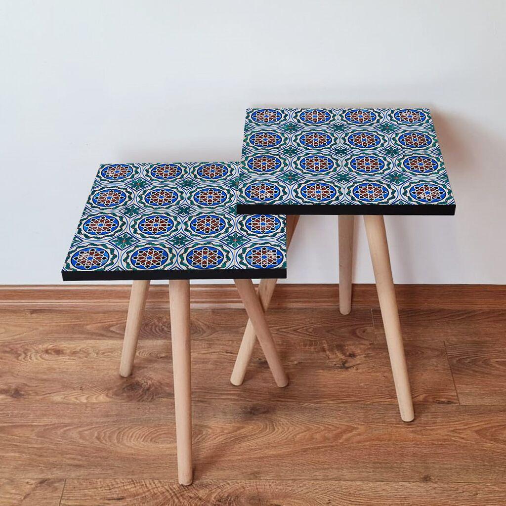 Hanah Home Set klub stočića 2Shp260, 2 komada, Šareni