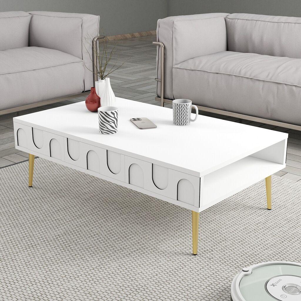 Hanah Home Klub sto Lyon 33, 105x33.6x60 cm, Belo-zlatne boje