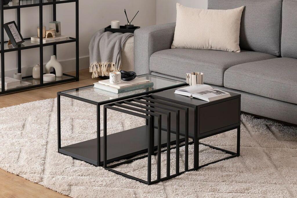 Hanah Home Klub sto Charlotte, 90x37x90 cm, Crni