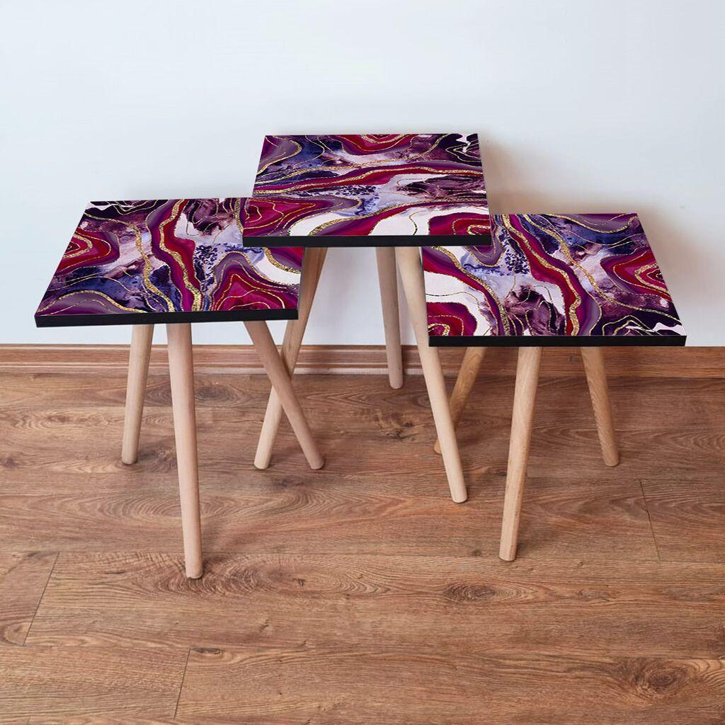 Hanah Home Set klub stočića 3Shp249, 3 komada, Šareni