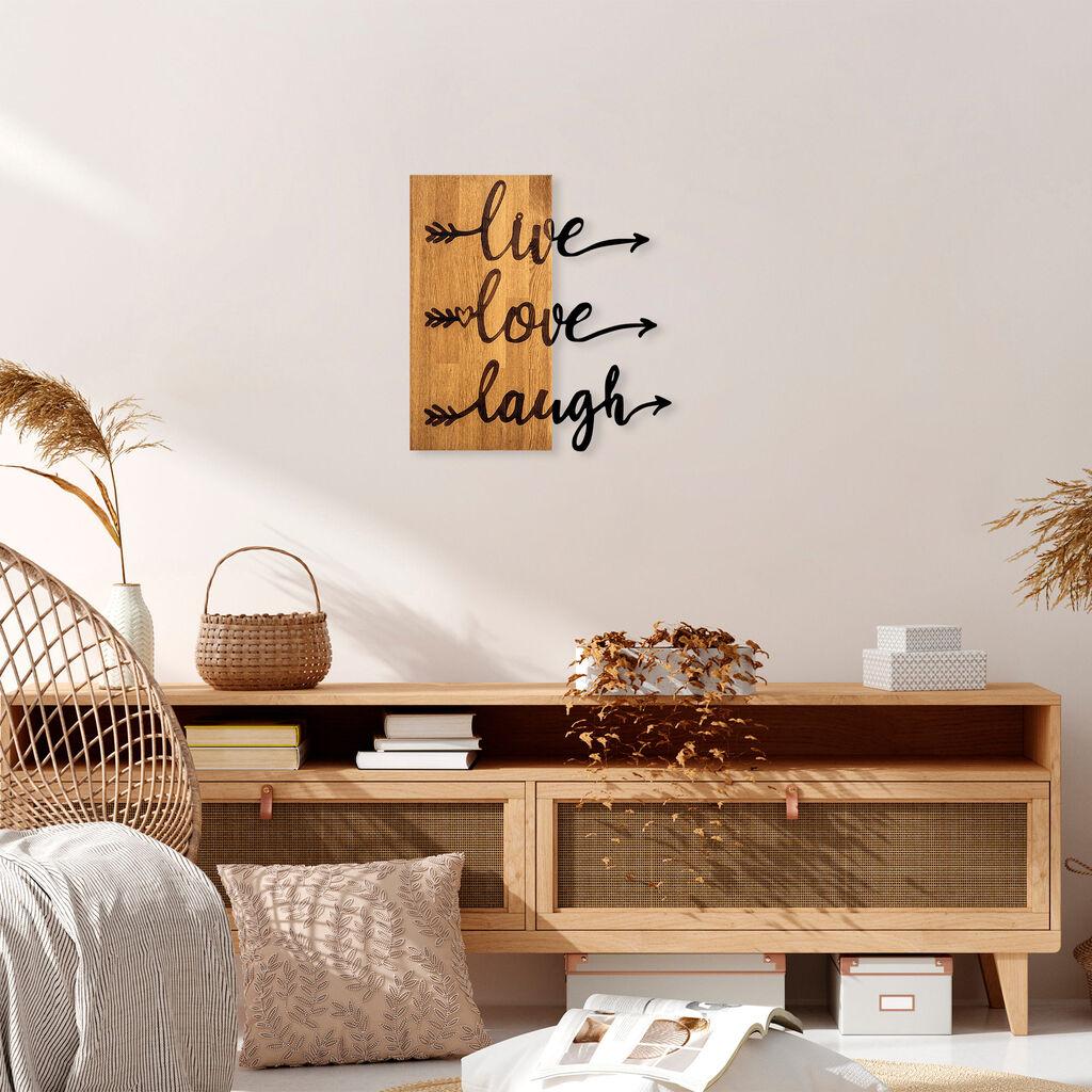 Wallity Zidna dekoracija Live Love Laugh - 369, 55 x 58 cm,  Smeđa