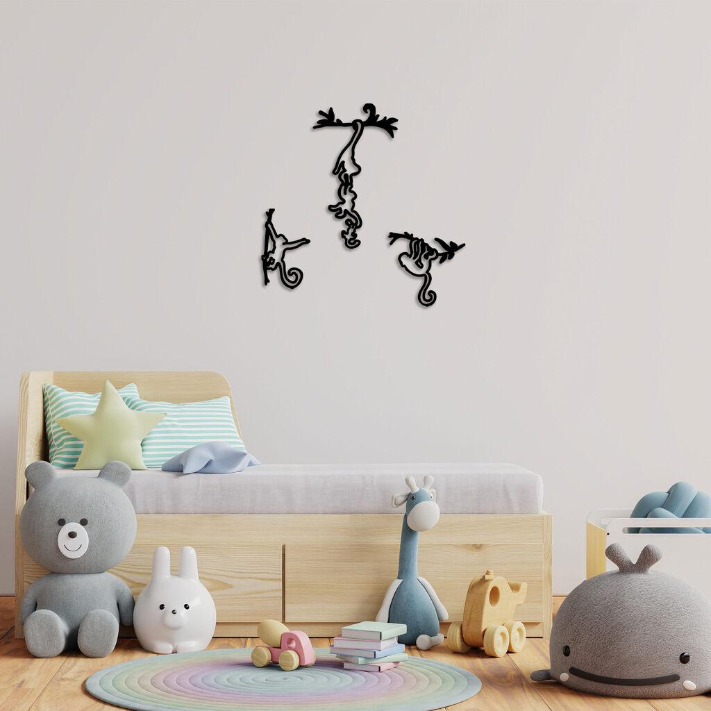 Wallity Zidna dekoracija Naughty Monkeys-299, Crna