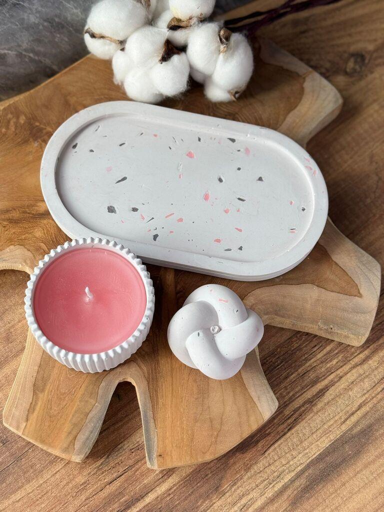 Aberto Design Set Betonskih sveća 28ST, Belo-rozi