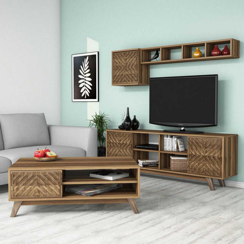 Hanah Home Set TV komoda i klub sto Inci, 4 komada, Orah