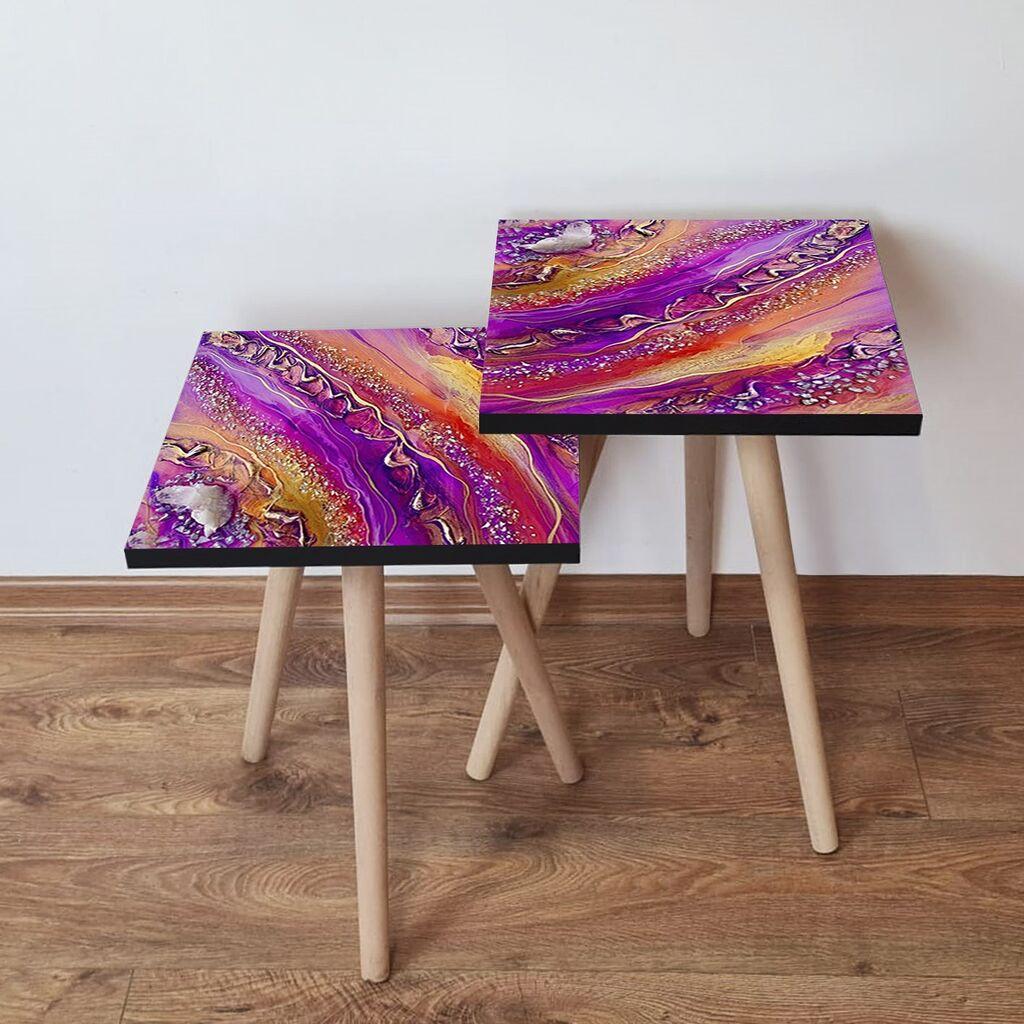 Hanah Home Set klub stočića 2Shp92, 2 komada, Šareni