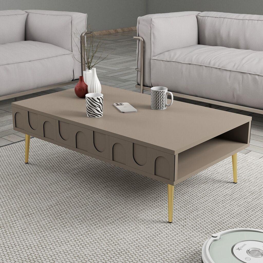 Hanah Home Klub sto Lyon 33, 105x33.6x60 cm, Belo-zlatne boje