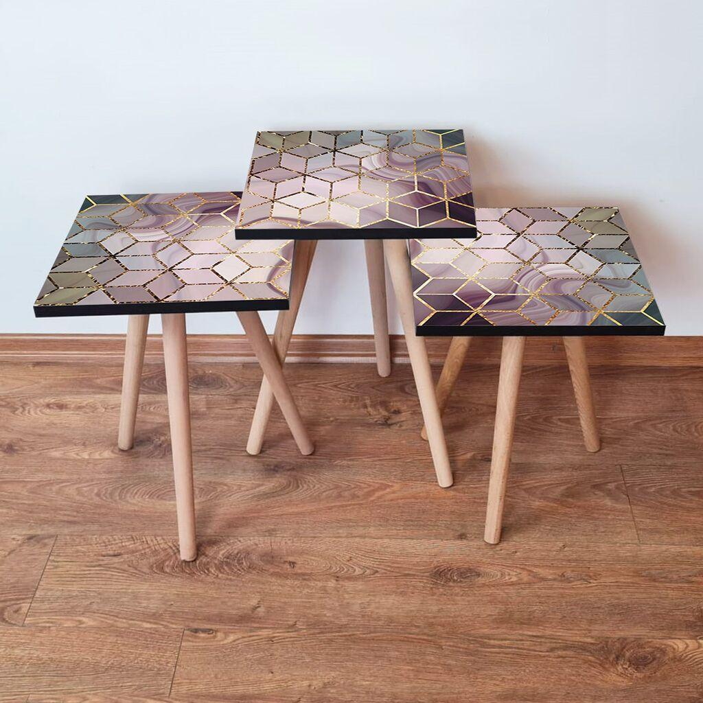 Hanah Home Set klub stočića 3Shp275, 3 komada, Šareni