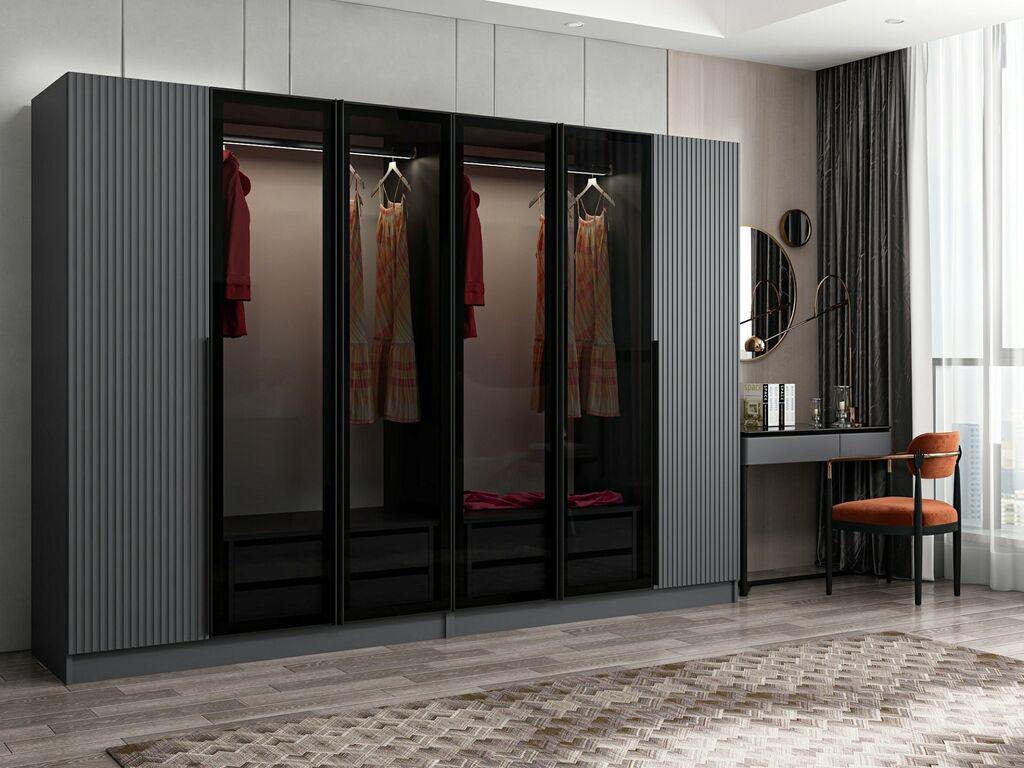Hanah Home Garderober Kale Plus-7805, 270x210x52 cm, Crno-sivi