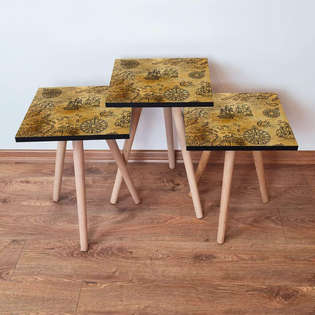 Hanah Home Set klub stočića 3Shp145, 3 komada, Šareni