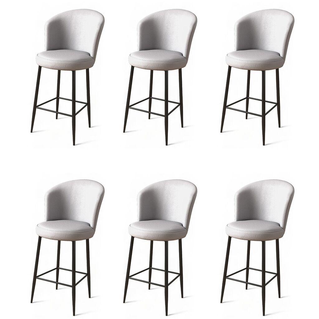 Hanah Home Set barskih stolica Uras, 6 komada, Sivo-crni