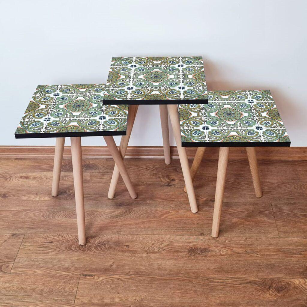 Hanah Home Set klub stočića 3Shp39, 3 komada, Šareni