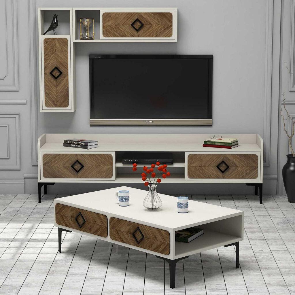 Hanah Home Set nameštaja za dnevnu sobu Samba, 4 komada, Krem