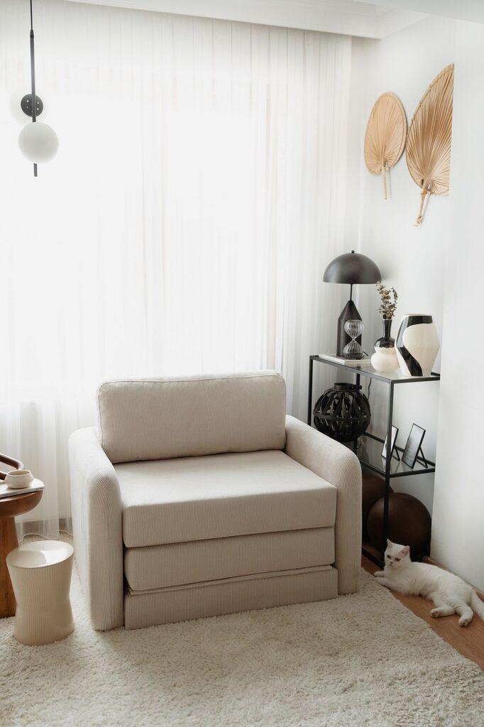 Atelier del Sofa Fotelja na razvlačenje Nest, 110x77x83cm, Krem