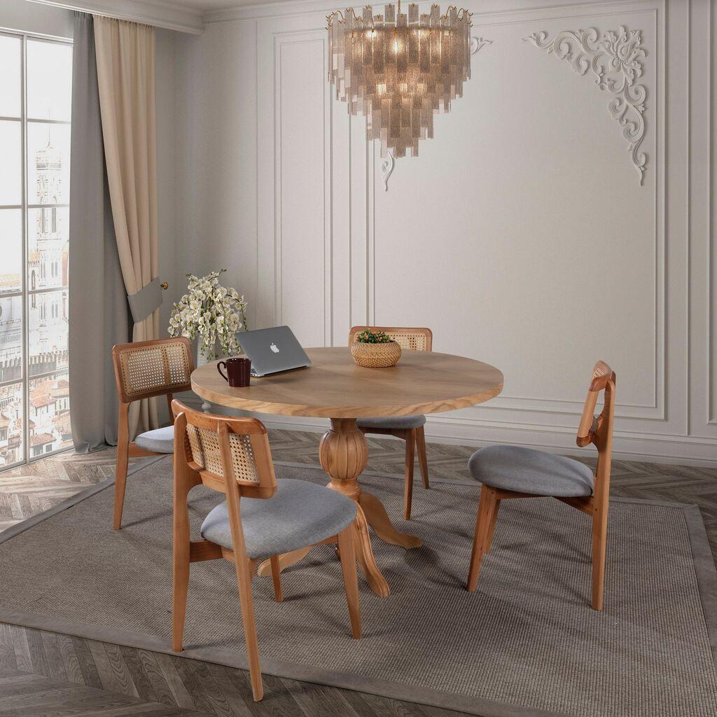 Hanah Home Trpezarijski sto i stolice Albero138, 120x75x120 cm, 4 stolice, Smeđi