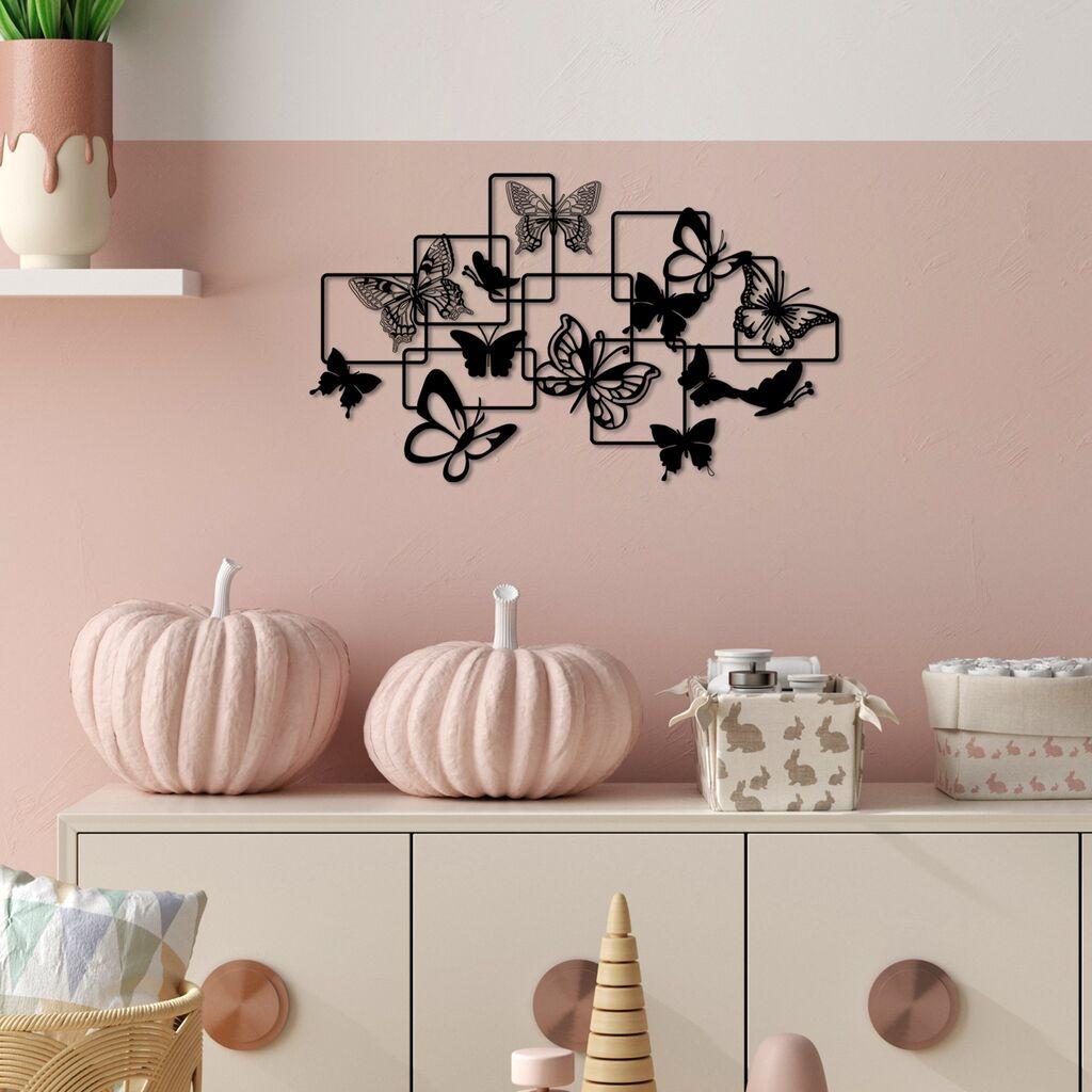 Wallity Zidna dekoracija Butterflies - M, 50 x 29 cm,  Crna