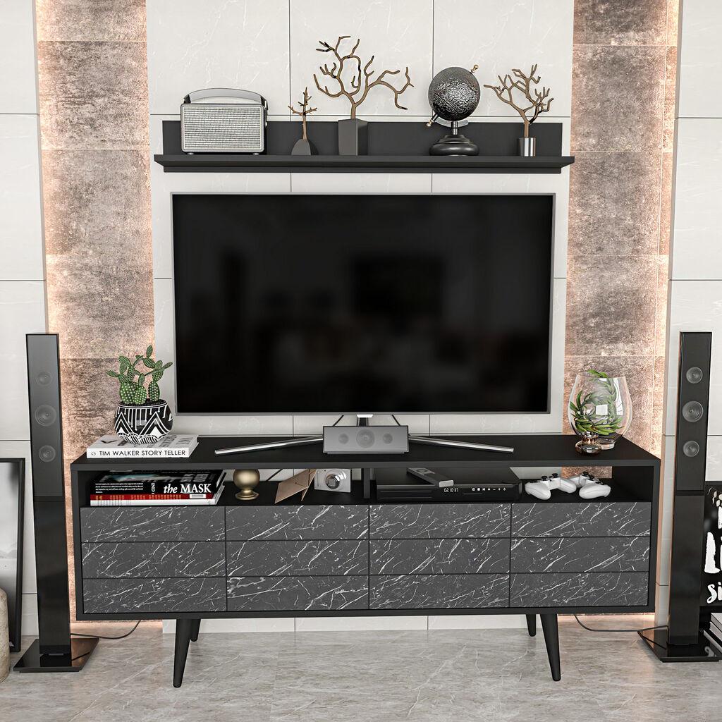 Hanah Home TV komoda Ola, 160x35x64,5 cm, Crna